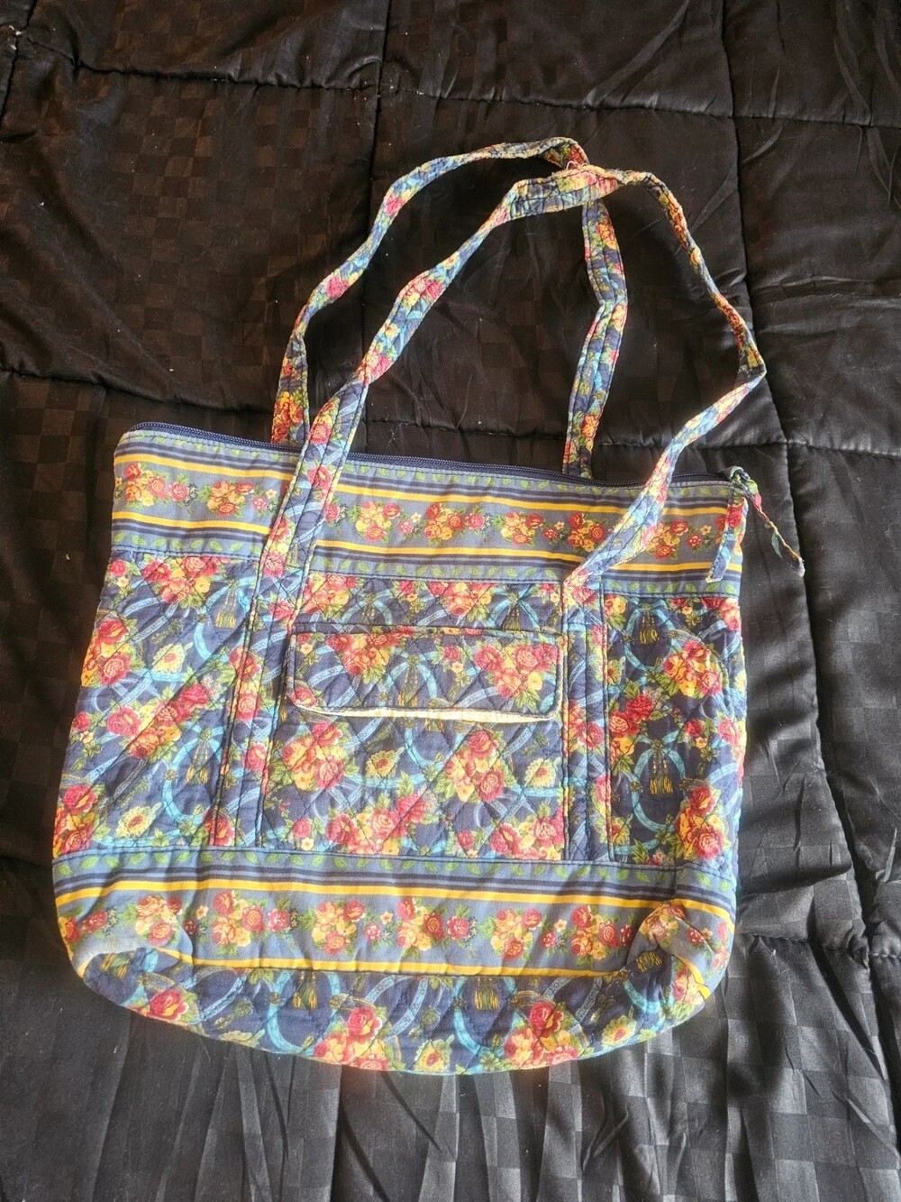 Vintage Avon Blue Floral Quilted Tote Bag – Cottagecore Shoulder Purse